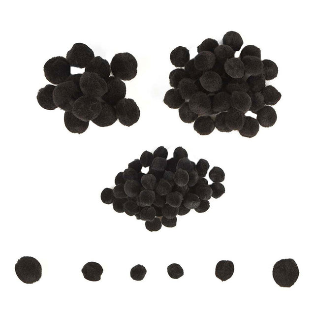 Colorazioni - mini pompon neri, 100 pz.