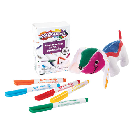 Colorazioni - pennarelli permanenti per tessuto in 12 colori - 24 pz.
