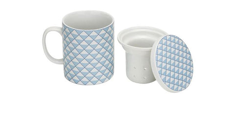 Tazza da tè in porcellana accogliente e trendy, accogliente e trendy, con filtro + coperchio ø8x10,5 cm deco blu