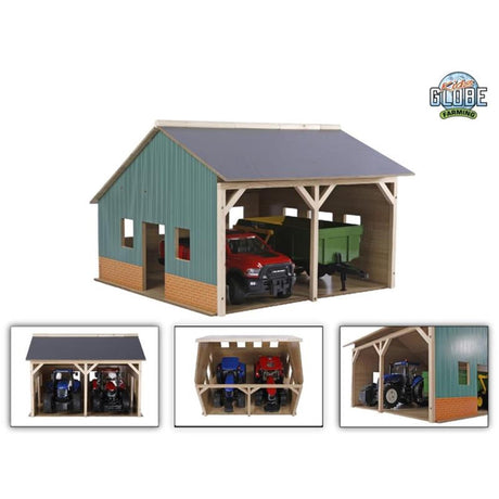 Kids Globe Shed per 2 trattori, 1:16