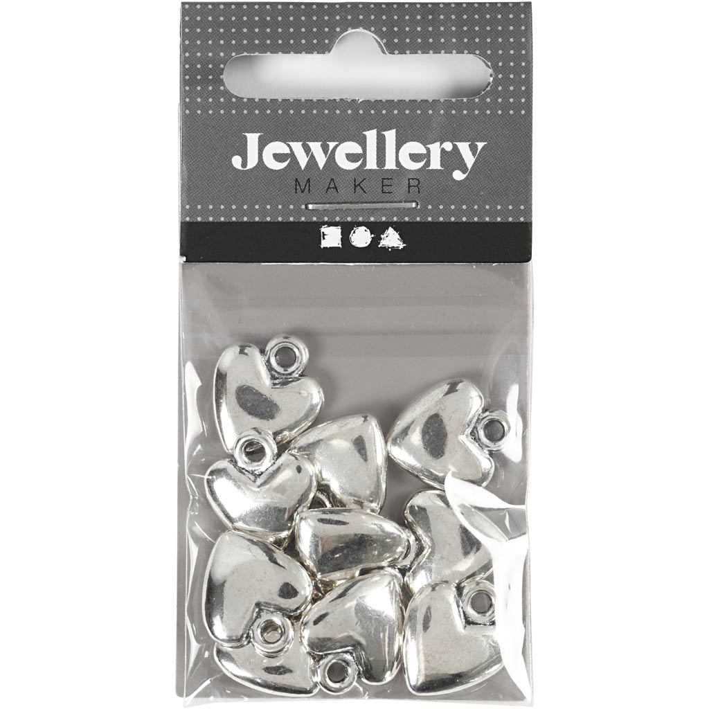 Creative Company Heart -Pendant Silver -Pliated Silver, 10st.