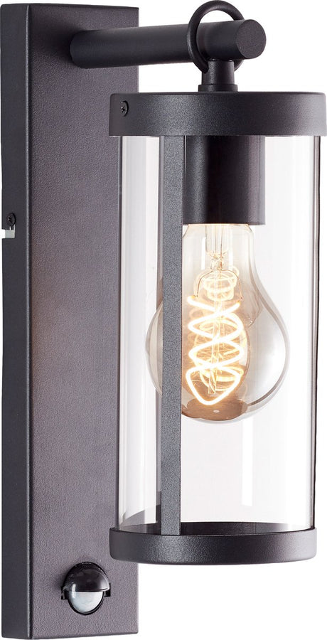 Brilliant sidney - lampada da parete per esterno - con sensore - e27 1 x 20w - ip44 - nero