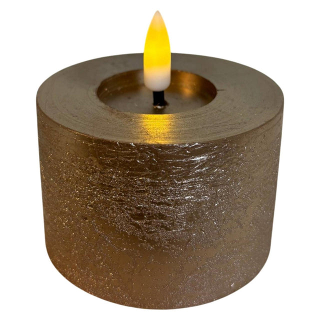 Mansion atmosphere led kaars oplaadbaar ø7,5x5cm metalic zand