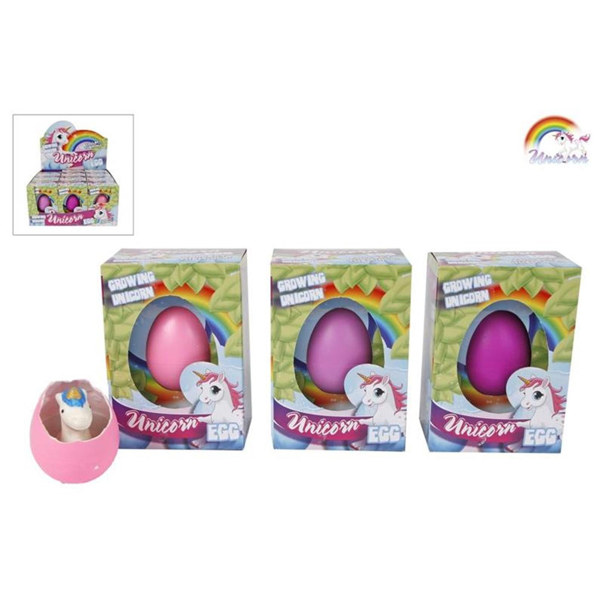 Uovo di unicorno con unicorno in crescita 6 cm