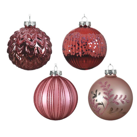 Decoris palline di Natale in vetro ø8cm scatola da 12 pezzi rosa