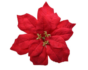 Decoro fiore su clip poinsettia dia.16cm