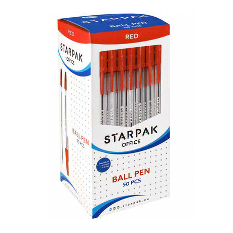 Penna a sfera con cappuccio rossa, 50 pz.