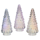 Decoris albero di Natale decorativo in vetro con effetto cangiante iris argento iris rosa cipria iris lilla brezza dia10,8x23,5 cm