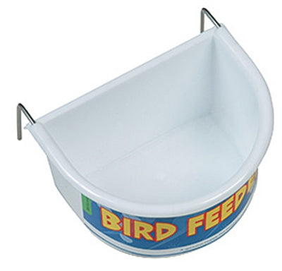 Ciotola per cibo per animali Happy, mezza rotonda, bianca