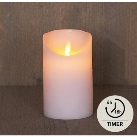 Collezione Anna led candela rustica a colonna con fiamma in movimento a cera con batteria 3xaaa con timer 7,5x12,5 cm bianco