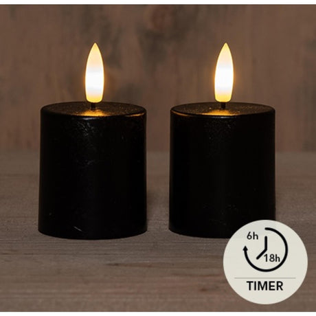 Candele LED collezione Anna Fiamma 3D a batteria con timer ã˜4,5xH8cm nero 2 pezzi