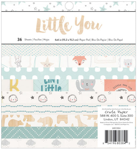 Crate paper • blocco di carta 15,2x15,2 cm little you boy 36 fogli