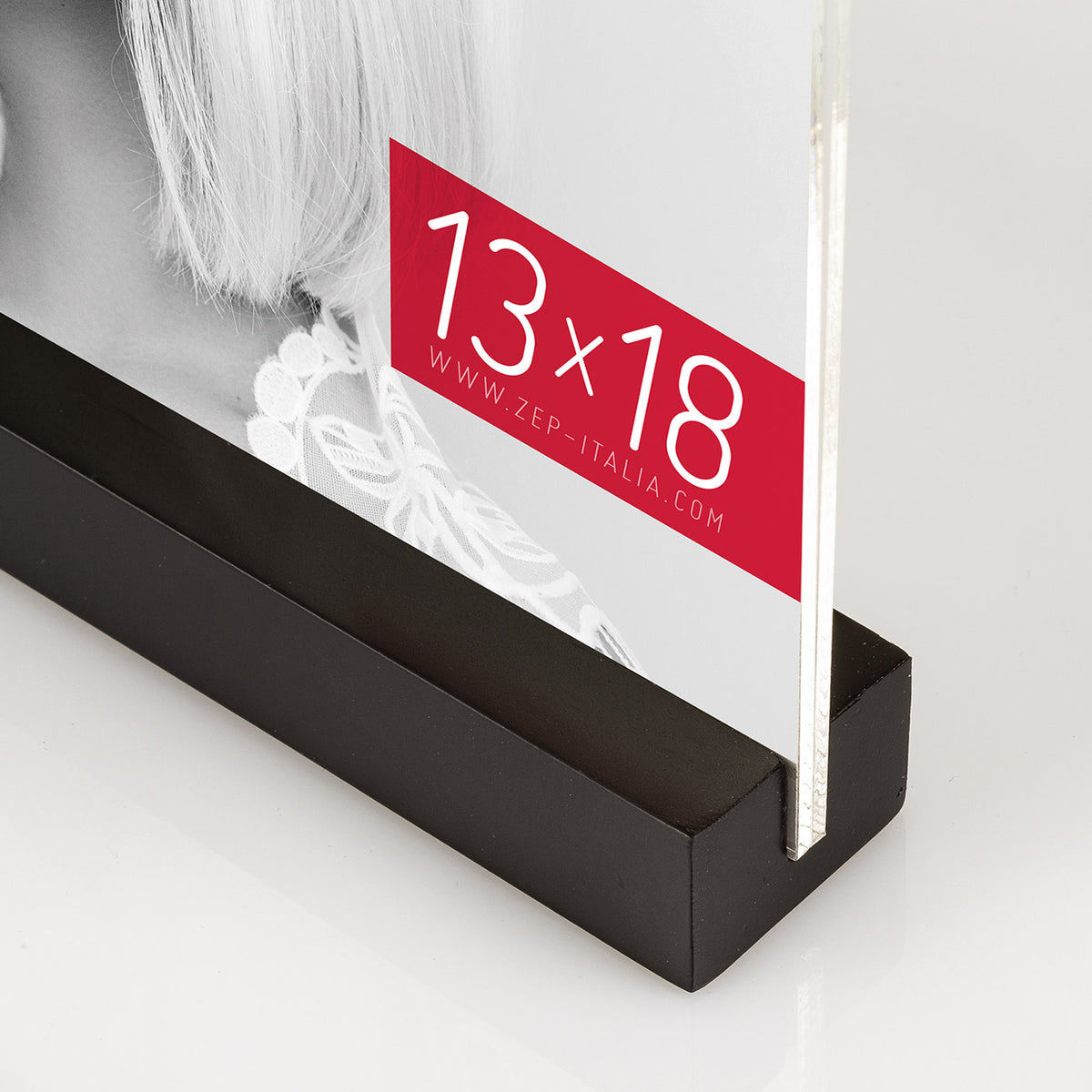 Zep - cornice portafoto in acrilico dresda per foto 10x15 con supporto in legno nero - aq746b