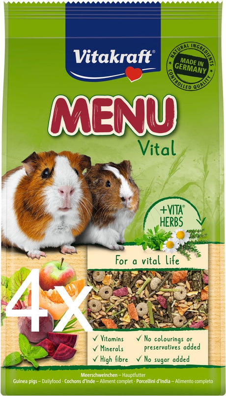 Vitakraft - menu vital - mangime per porcellini d'India - alimento completo per porcellini d'India - 4x 3 kg