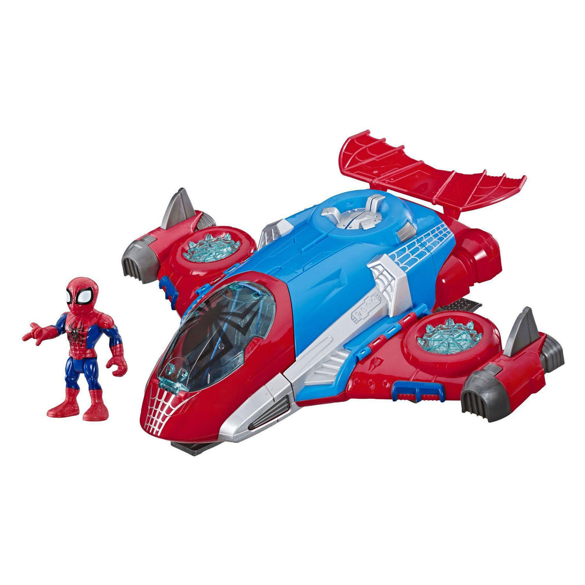 Set da gioco per avventure di supereroi nel jetquarters di Spiderman