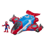 Set da gioco per avventure di supereroi nel jetquarters di Spiderman