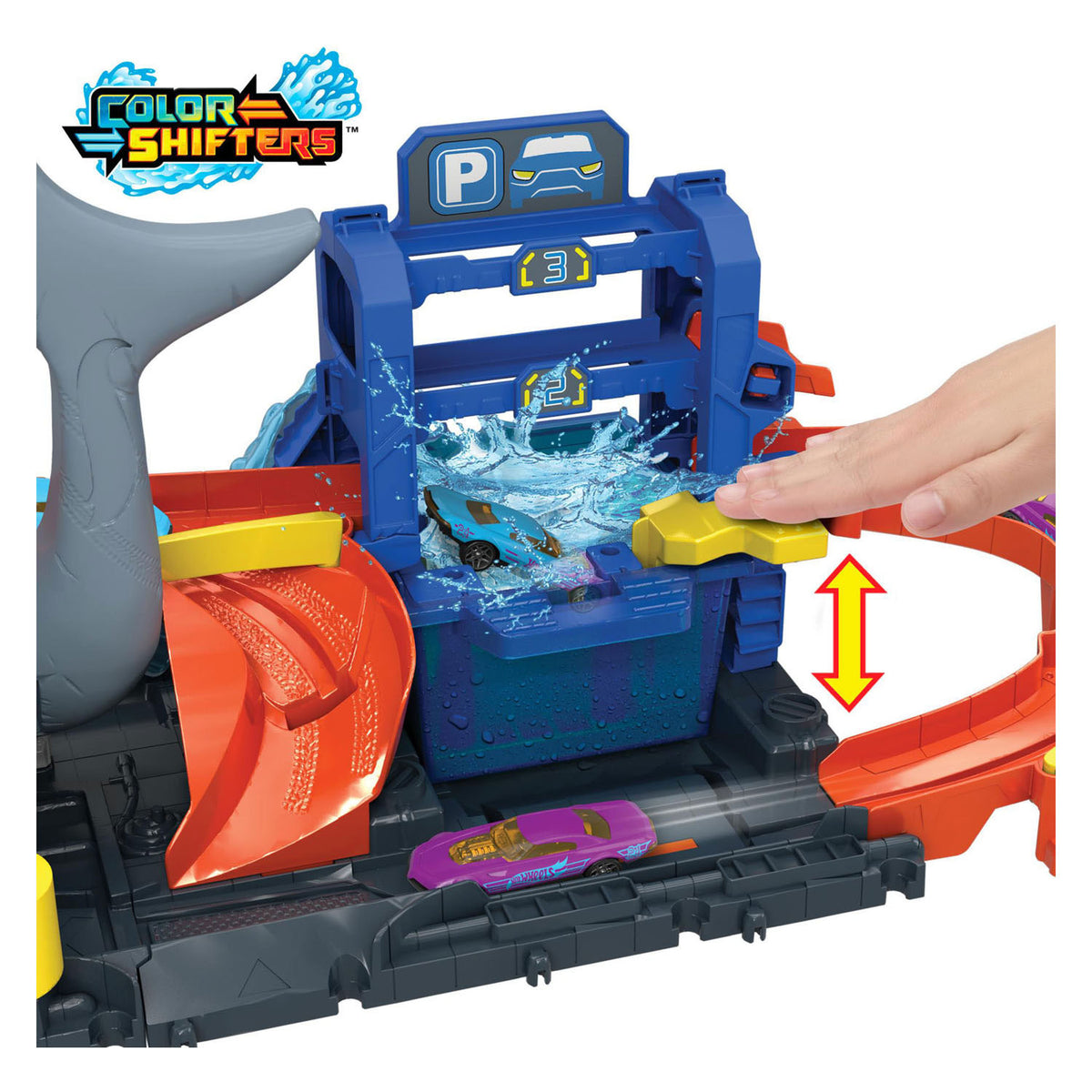 Hot Wheels City Attacco di squalo nell'autolavaggio - con macchinina con sorpresa colorata