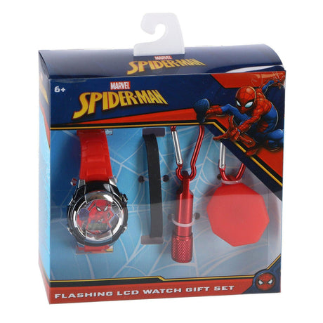Set regalo orologio Spiderman - 4 pezzi.