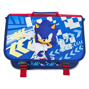 Borsa da scuola Sonic con 2 scomparti e tasca frontale