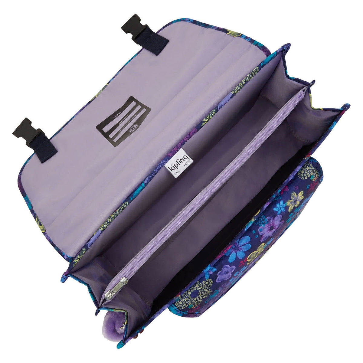 Zaino preppy Kipling - stampa con fiori scuri
