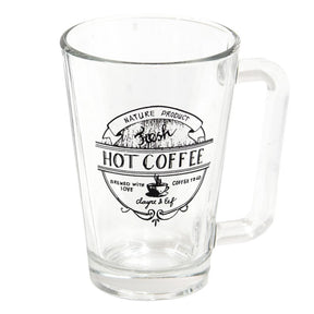 Tazza in vetro trasparente Clayre Eef con testo nero caffè caldo 11x8x12 cm 250 ml