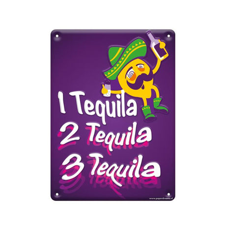 Cartello con testo Paperdreams in metallo 22x16,5 cm - bevi tequila