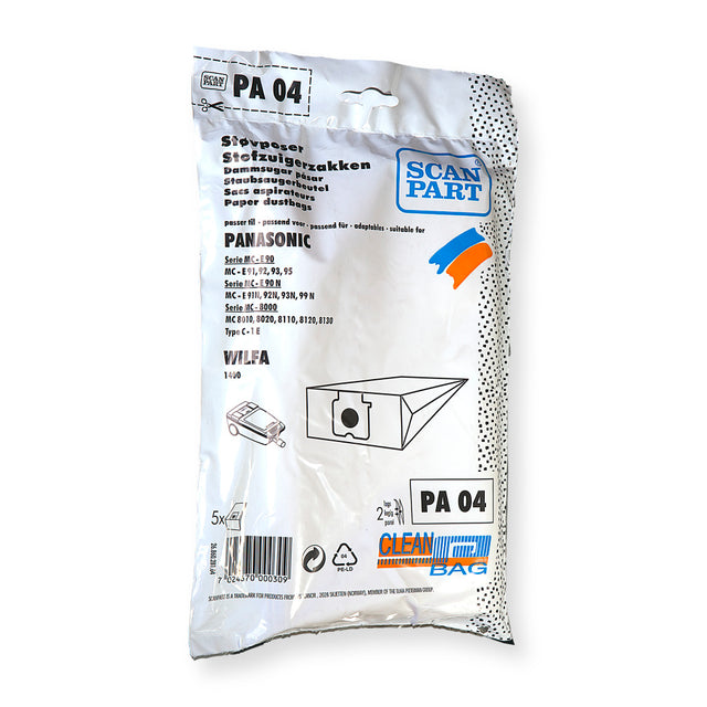 Scanpart pa04 sacchetto per la polvere panasonic 5 pezzi