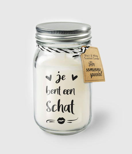 Candele profumate bianco nero Paperdreams: sei un tesoro