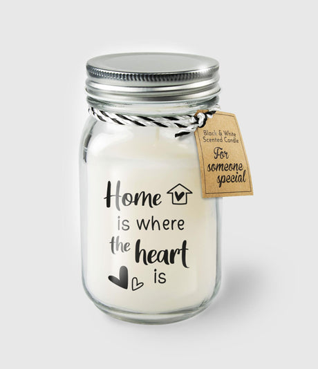 Candele profumate bianche nere Paperdreams: la casa è dove si trova il cuore