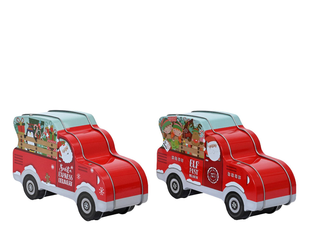 Furgone portaoggetti Lumineo in latta con Babbo Natale