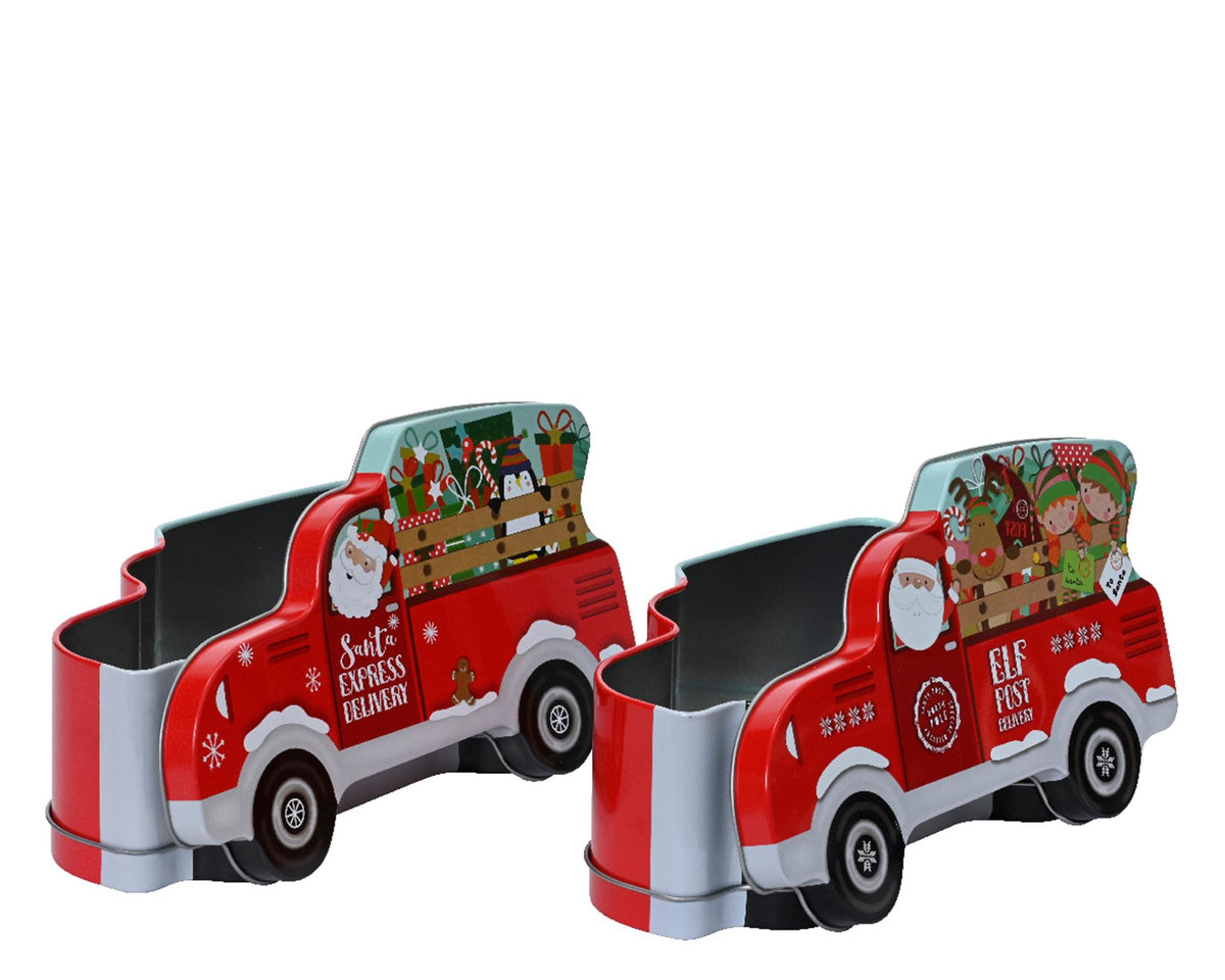 Furgone portaoggetti Lumineo in latta con Babbo Natale