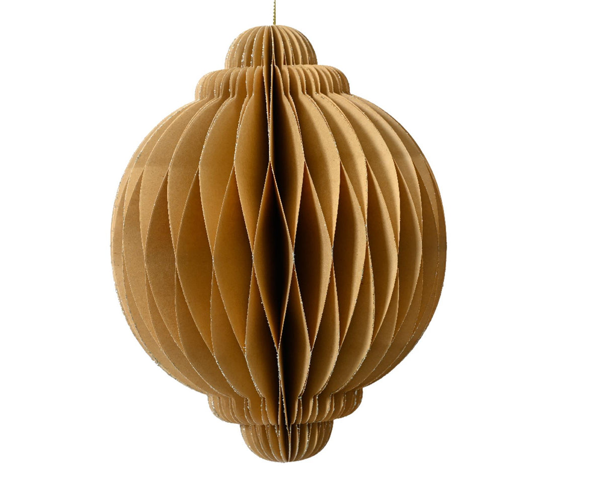 Ciondolo natalizio Decoris in carta 100% FSC dia11x15cm beige