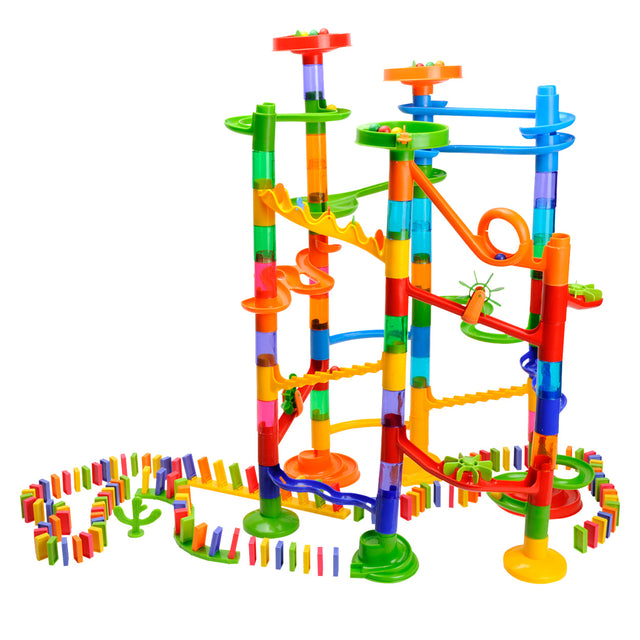 Pista per biglie con domino, 178 pz.
