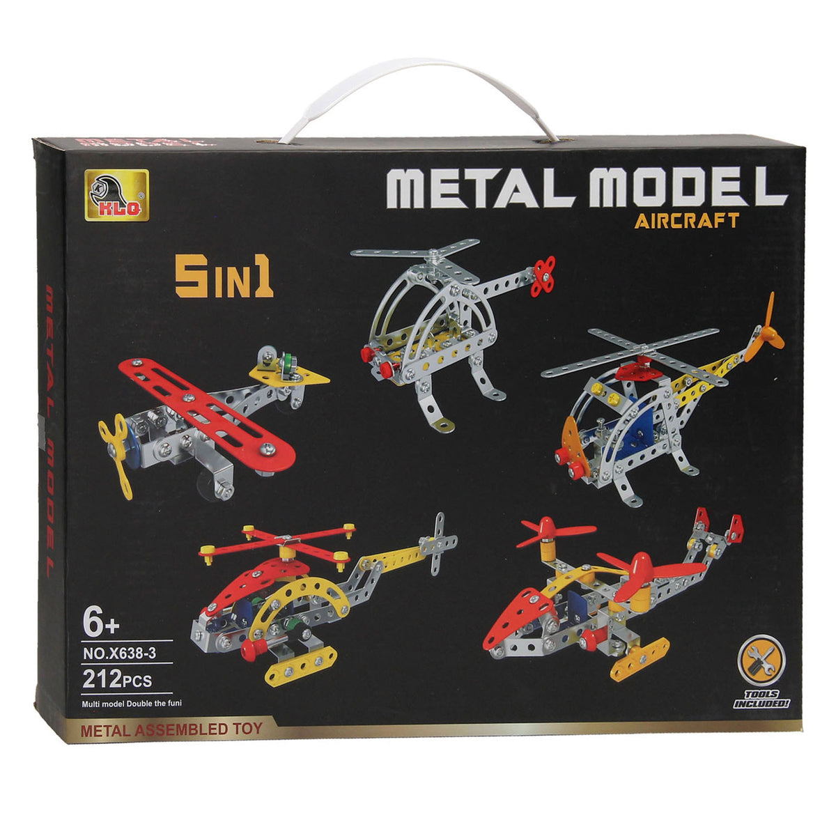 Set da costruzione aereo 5in1, 212 pezzi.