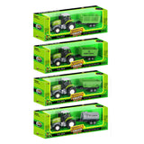 Trattore verde pressofuso Lobbes Toys BV con rimorchio e funzione pull-back