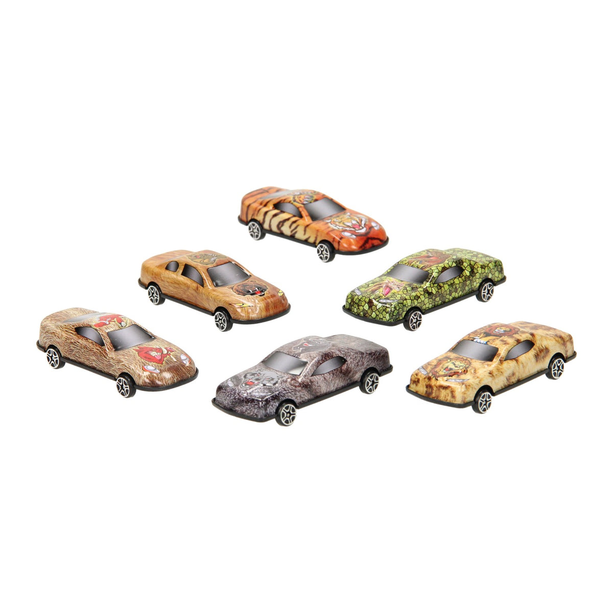 Set auto con stampa animalier, 6 pz.