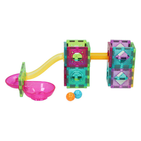 Set per la costruzione di piste magnetiche per biglie - 61 pezzi.
