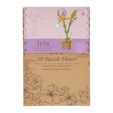 Giocattoli Lobbes ad es. Kit di costruzione in legno Lobbes Fiori di iris 3D Set artigianale da 60 pezzi.