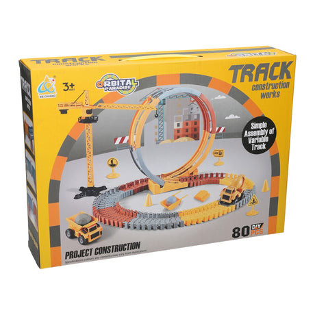 Set di costruzione di binari Lobbes Toys BV Construction - 80 pezzi