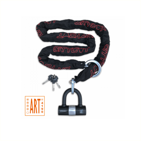 Lucchetto a catena stellata citycat art**** 180 cm x 10,5 mm. con canna e mini lucchetto a U