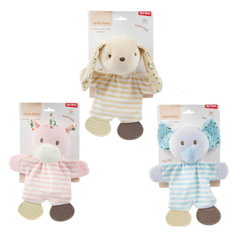 Toi-toys stelline baby panno stropicciato + anello da dentizione -morbido- 3ass