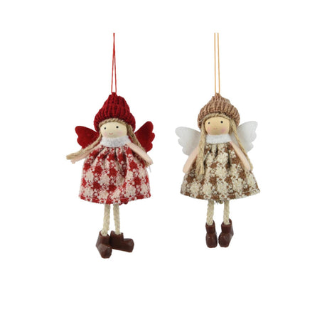 Decoris Ciondolo natalizio angelo poliestere 13x7x3cm 2 assortiti