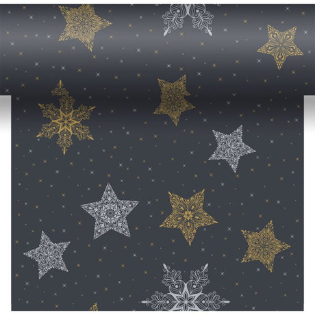 Duni Stelle di neve 3 in 1 nere 40x480 cm