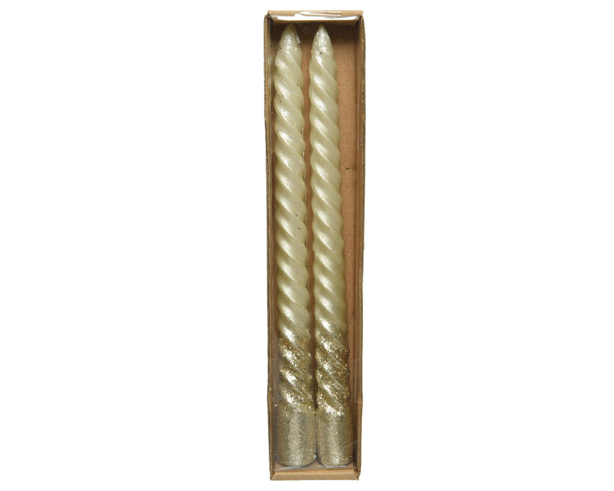 Decoris candela da cena swirl crema glitter 2 pezzi