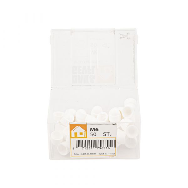 Dado tappo coperchio m6 vaschetta plastica bianca 50 pz.