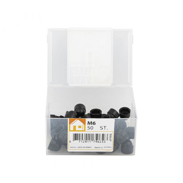 Dado tappo coperchio m6 vasca plastica nera 50 pz.