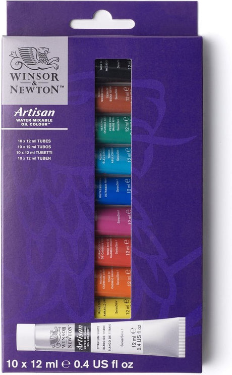 Winsor Newton 1590271 set di colori a olio artigianali miscibili con acqua – 10 × 12 ml – pittura a olio miscibile con acqua – set iniziale