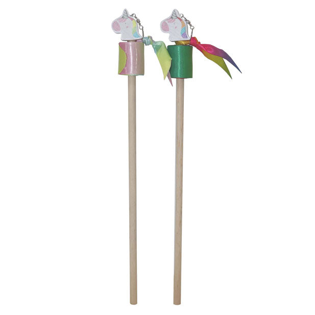Bastone di legno con nastro da danza unicorno