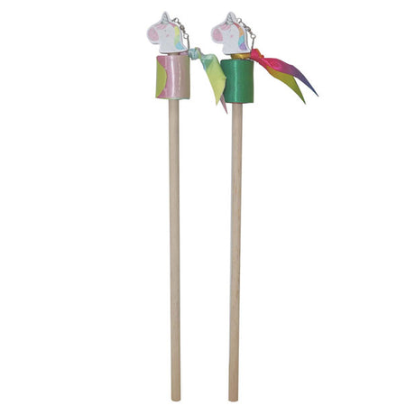 Bastone di legno con nastro da danza unicorno