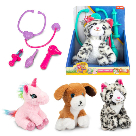 Toi-toys il mio primo peluche da compagnia con accessori veterinario 3 assortiti